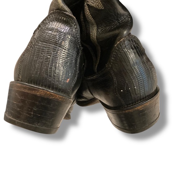 Vintage Cowboy Boots 1980s Dan Post Boots Teju Lizard Black M 8/ W 9.5 USA** - Picture 7 of 15